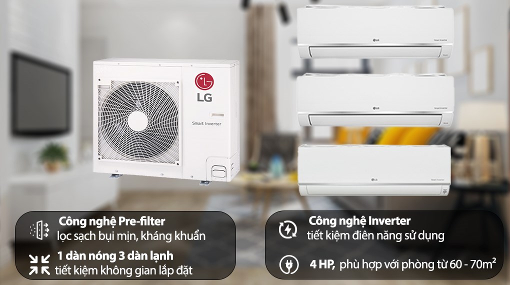 Bộ Máy Lạnh Multi LG Inverter 3 Dàn Lạnh 4 HP Z4UQ36GFA0-2 ảnh 5