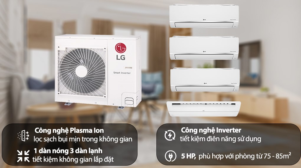 Đánh giá Bộ máy lạnh Multi LG Inverter 3 dàn lạnh & cassette 5 HP A5UQ48GFA