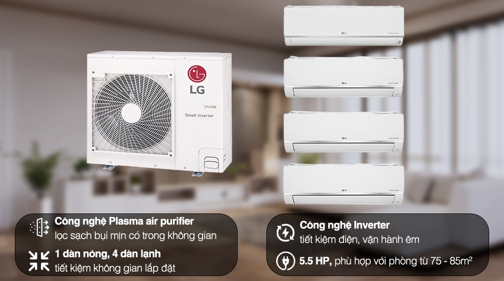 Bộ Máy Lạnh Multi LG Inverter 4 Dàn Lạnh 5 HP Z5UQ48GFA0 ảnh 2