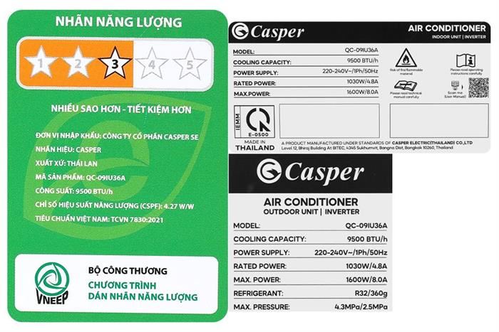 Máy lạnh Casper Inverter 1 HP QC-09IU36A ảnh 7