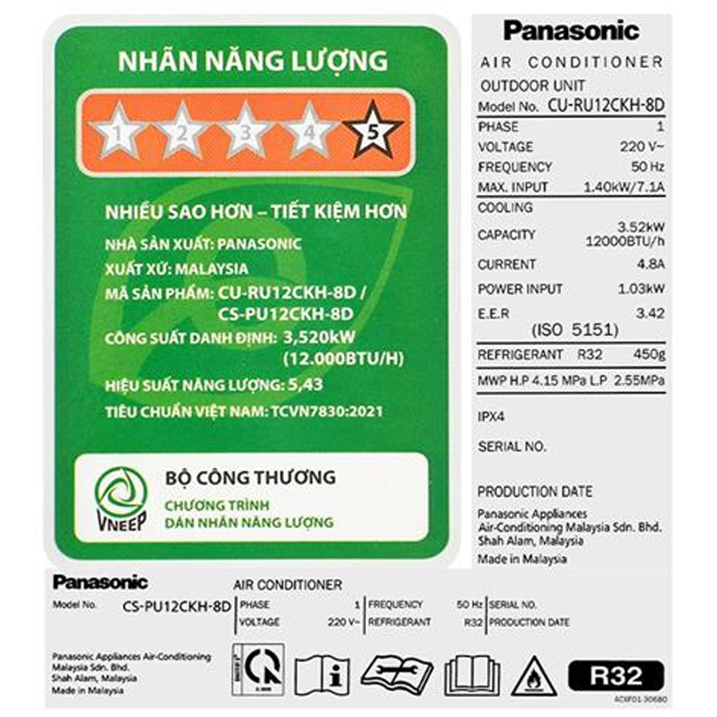 Máy lạnh Panasonic Inverter 1.5 HP CU/CS-PU12CKH-8D – hình 5